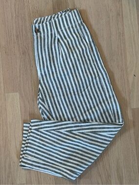 Gap Factory Stripe High Rise Linen-Blend Barrel Pants